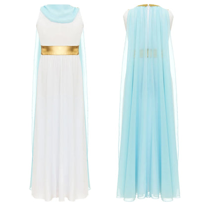Girls Roman Grecian Athena Split Costume Dress (Age 6-16 YRS)