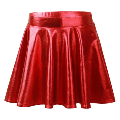 Girls Metallic Flared Pleated A-Line Mini Skater Skirt (Age 6-14 YRS)