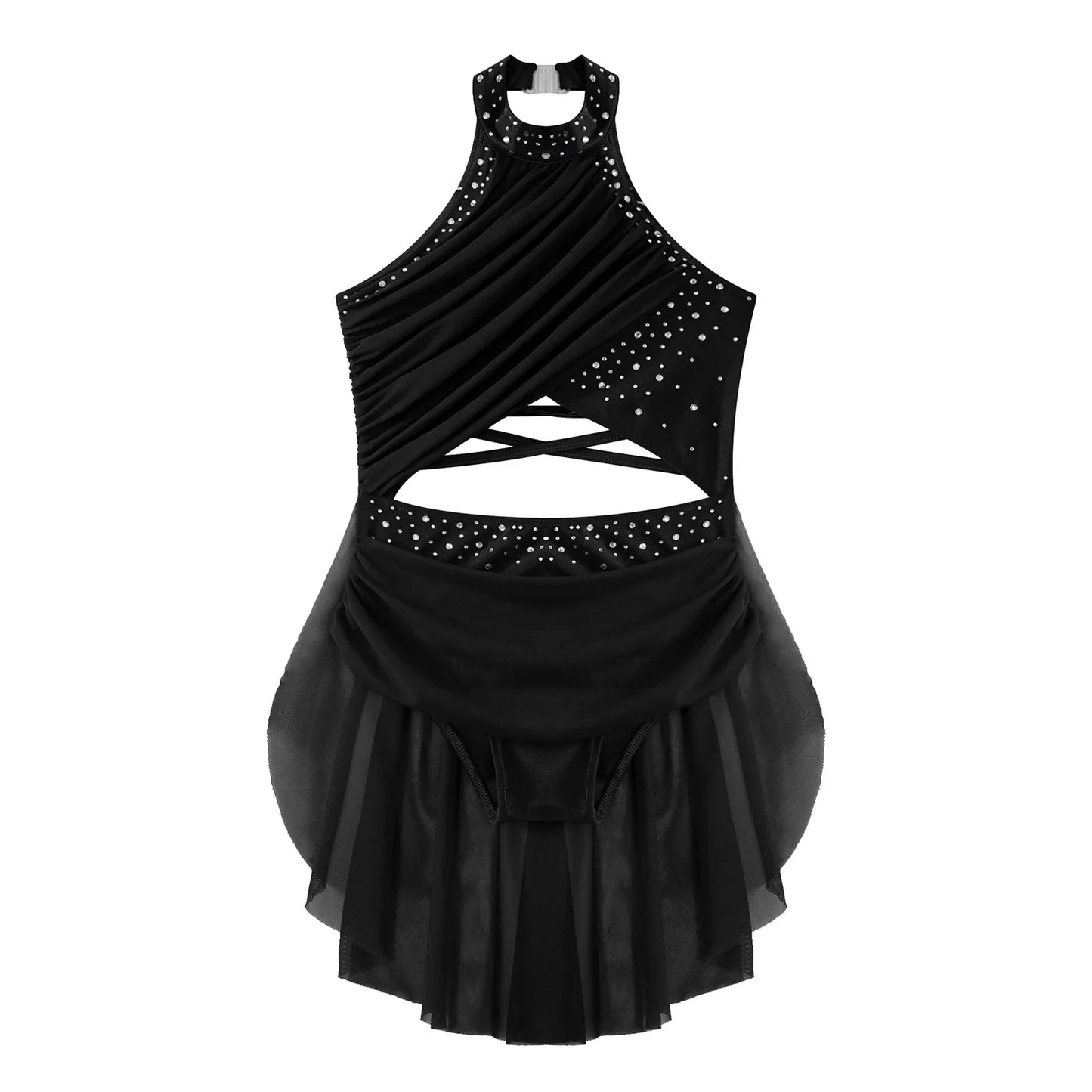 Girls Dance Rhinestone Dress Costume (Age 6-16YRS)