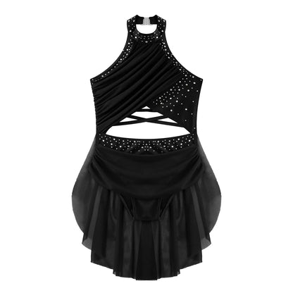 Girls Dance Rhinestone Dress Costume (Age 6-16YRS)