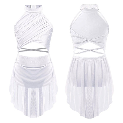 Girls Dance Rhinestone Dress Costume (Age 6-16YRS)
