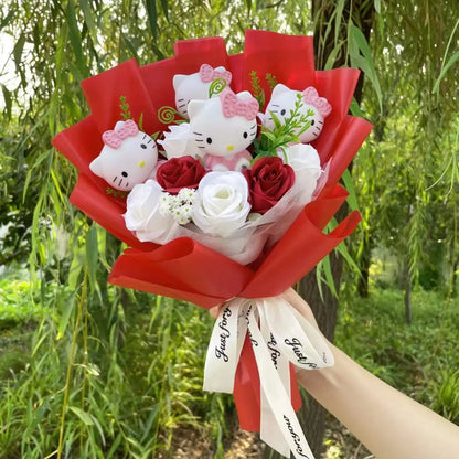 Plush Miss Kitty Stuffed Gift Flower Bouquet