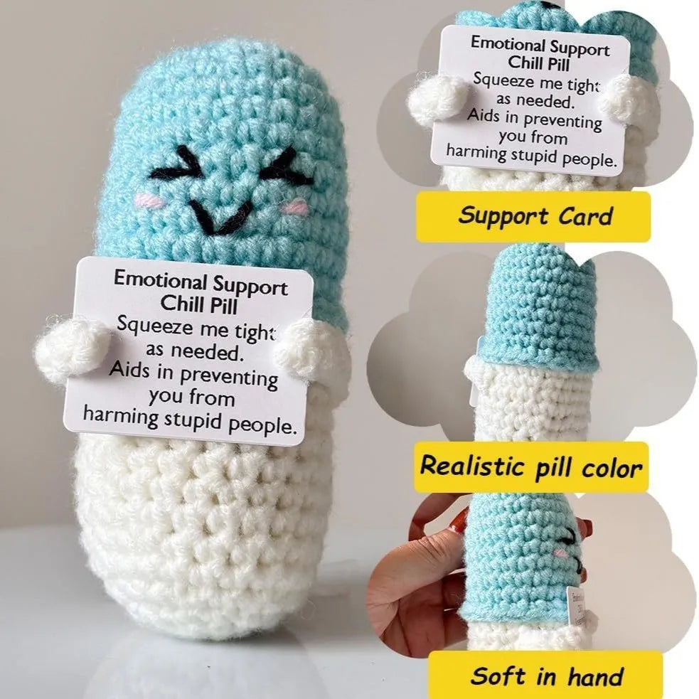 Emotional Support Crochet Chill Pill Positive Pill 1