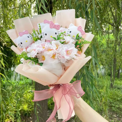 Plush Miss Kitty Stuffed Gift Flower Bouquet