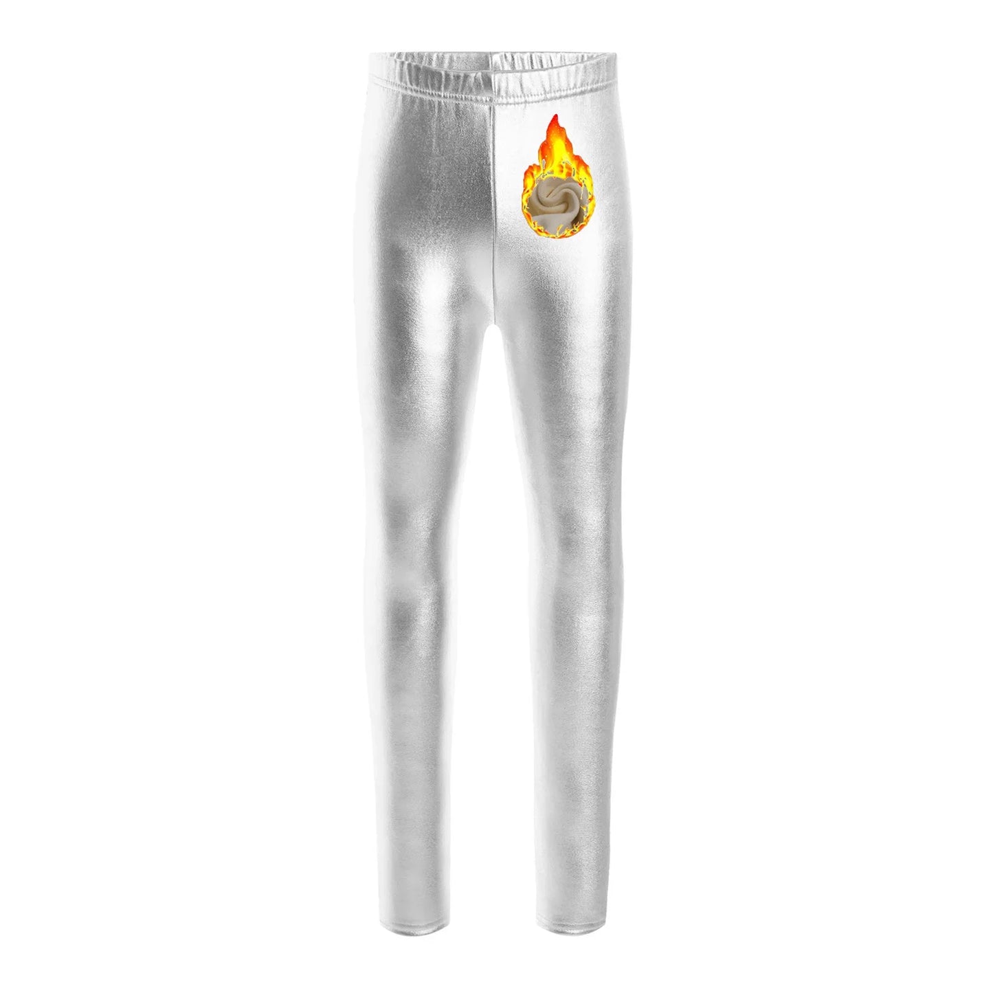 Girls Metallic Warm Fleece-Lined Elastic Waistband Leggings (Age 18M-10 YRS)