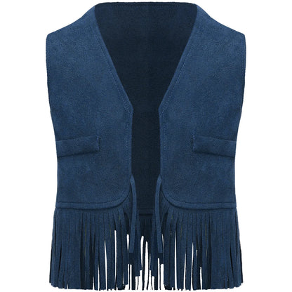 Baby Boys/Girls Western Cowboy Suede Tassels Vest (Age Newborn-24M)