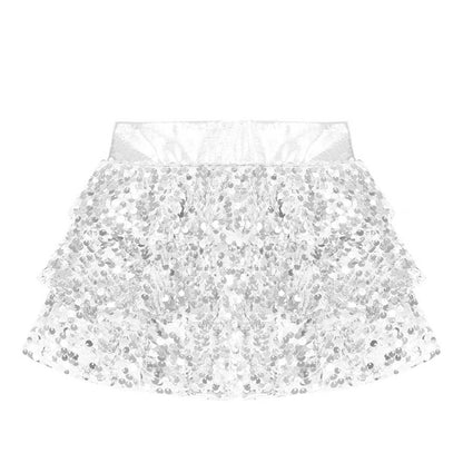 Girls Tiered Ruffle Dance Metallic Shiny Shorts (Age 4-16 YEARS)