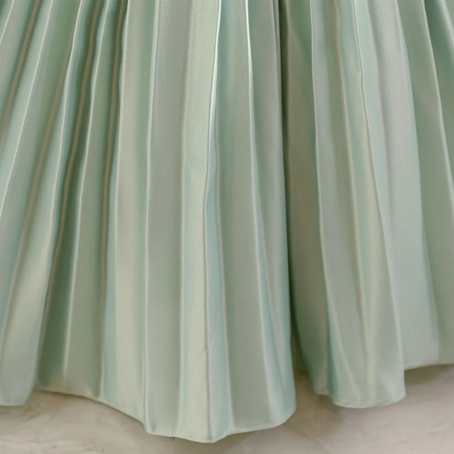 Baby Girls Princess Puff Sleeves Satin Faux Pearls Pleated Tulle Dress (9M-5YRS)