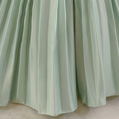 Baby Girls Princess Puff Sleeves Satin Faux Pearls Pleated Tulle Dress (9M-5YRS)