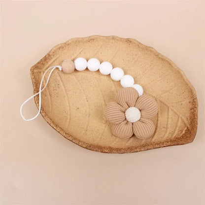 Baby Silicone Flower Pacifier Chain Brown
