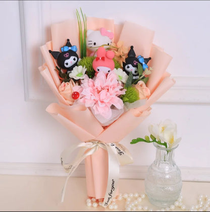 Plush Miss Kitty Stuffed Gift Flower Bouquet
