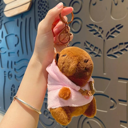 Plush Cute Capybara Stuffed Toy Hoodie with Wings - 12cm Pink-Hoodie B