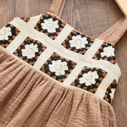 Girls Summer Brown Boho Printed Camisole Top & Beige Trousers Set (Age 3-7 YRS)