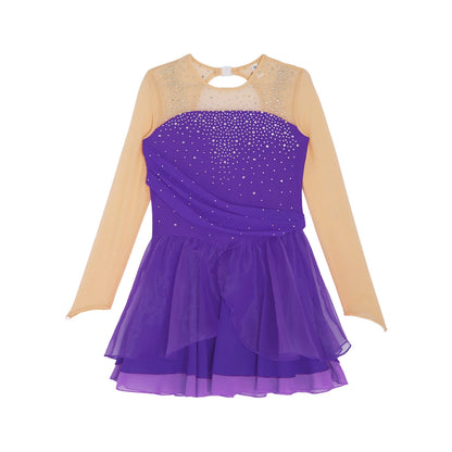 Girls Ballet Dance Rhinestone Long Sleeve Gymnastics Leotard (Age 6-16 YRS)