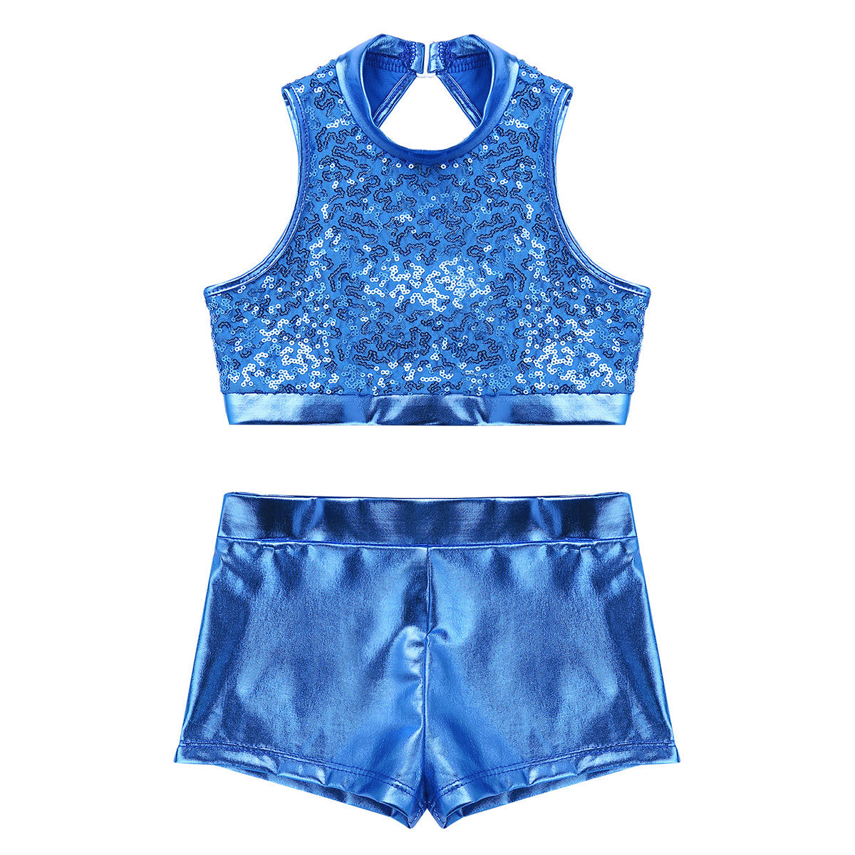 Girls Dance Costume Sequin Crop Top & Shorts Set (Age 6-12 YRS)