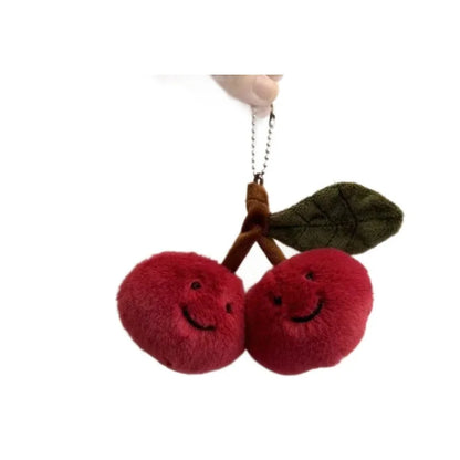 Plush Cherry Stuffed Toy Keychain Pendant - 10cm