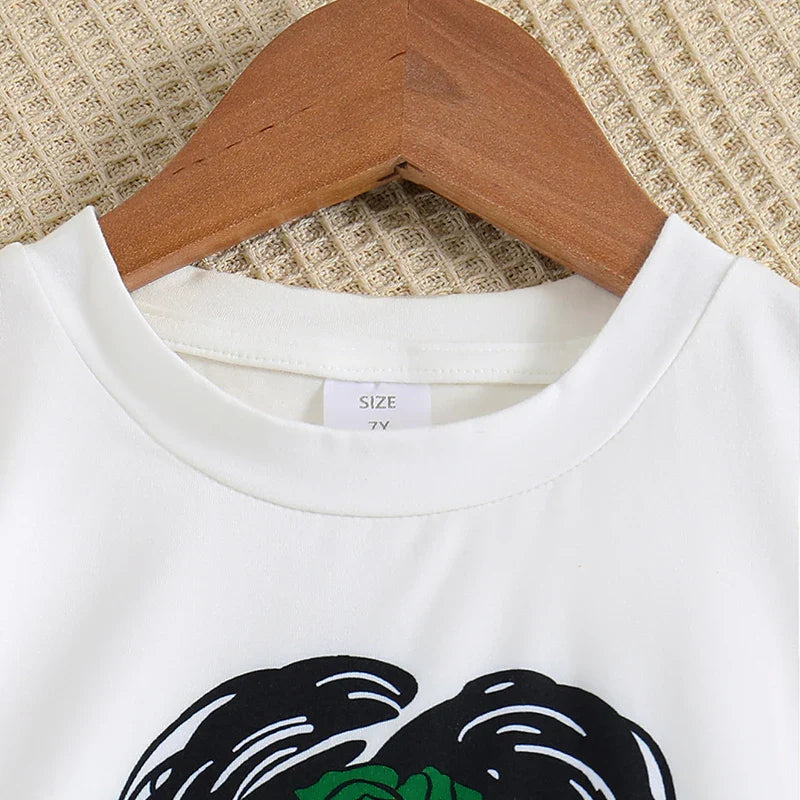 Girls T-Shirt & Wide Leg Trousers Set (Age 7-12YRS)