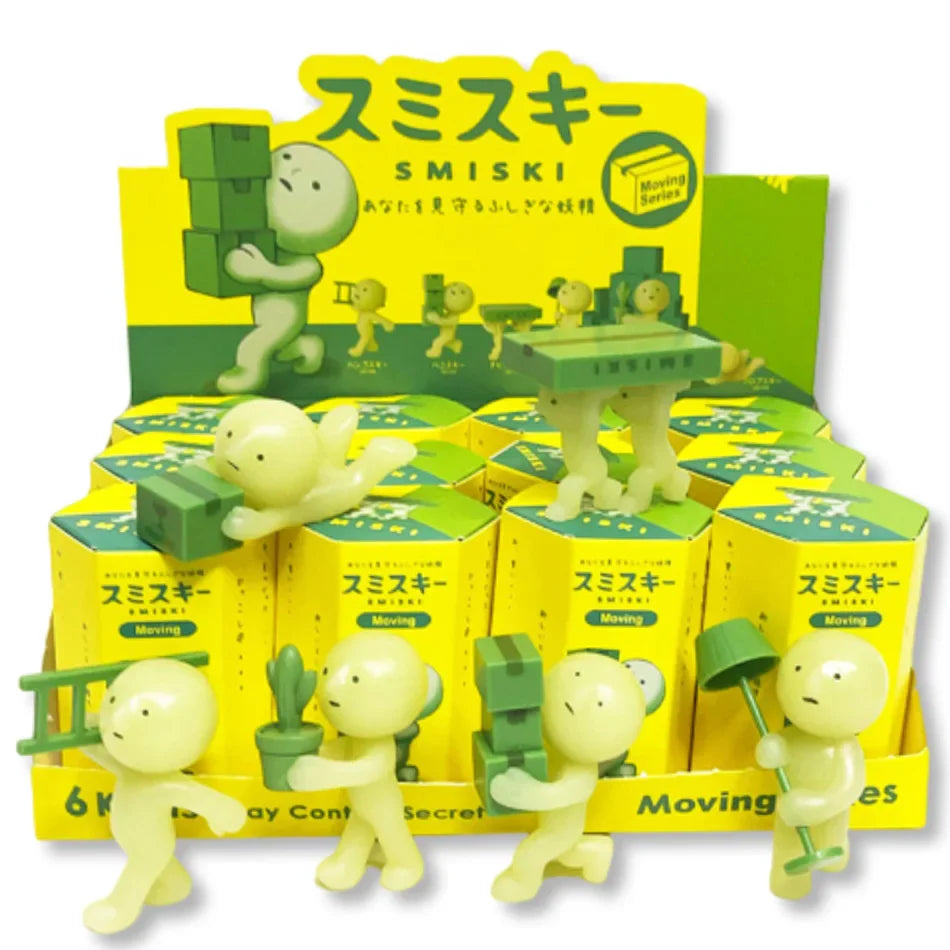 Smiski Life Worker Series – Glow-in-the-Dark Hippers Blind Box Figures | 12-Piece Tabletop Collectibles