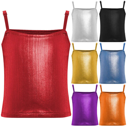 Girls Metallic Shiny Vest Crop Top (Age 24M-16 YRS)