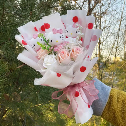 Plush Miss Kitty Stuffed Gift Flower Bouquet