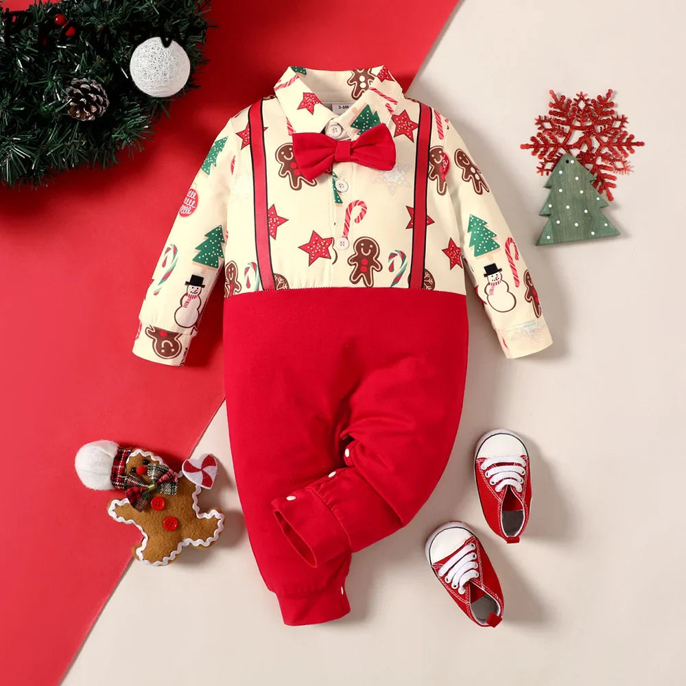 Baby Boys Christmas Gentleman Jumpsuit (Age Newborn-18M)
