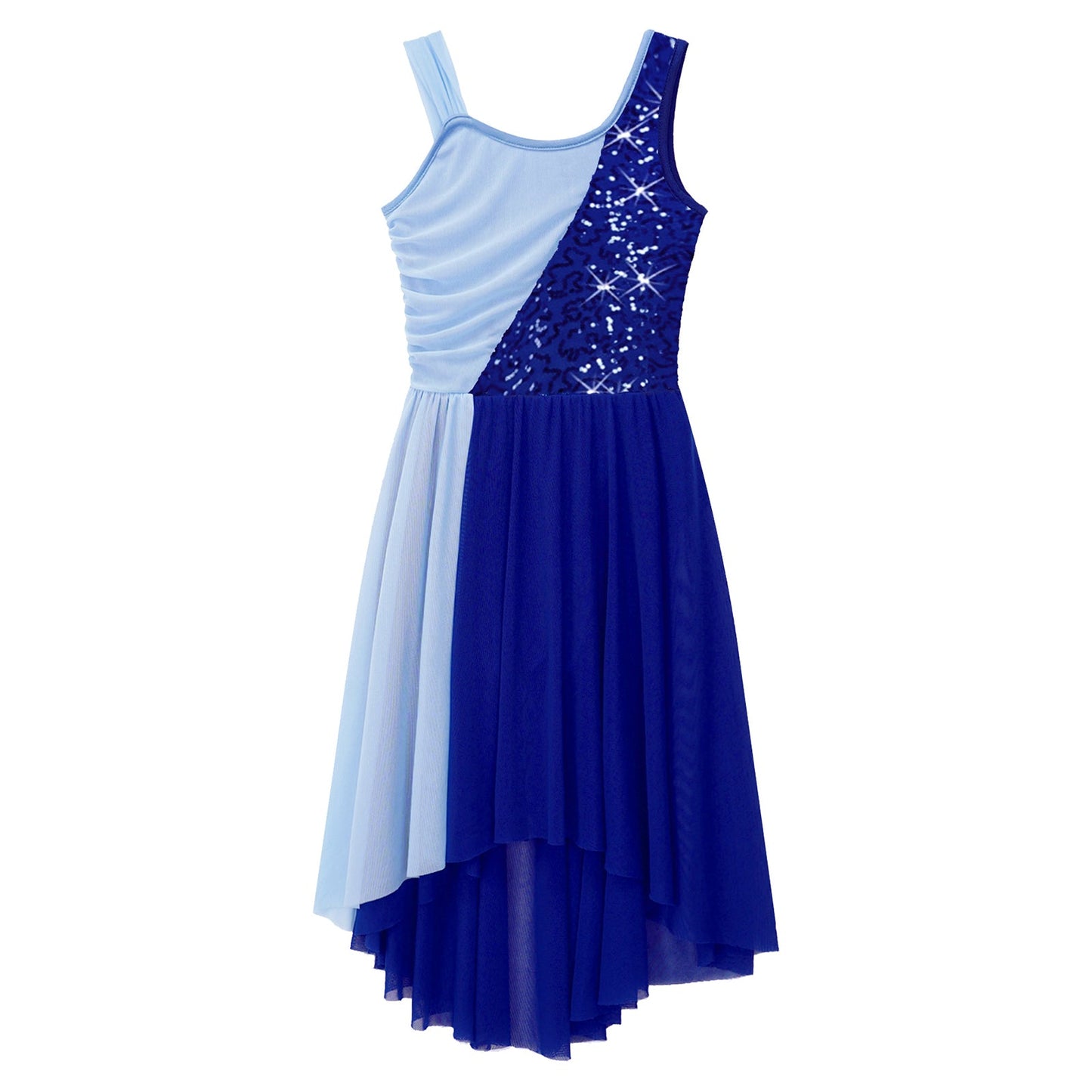 Girls Dance Sleeveless Color Block m Leotard Dress (Age 6-16YRS)