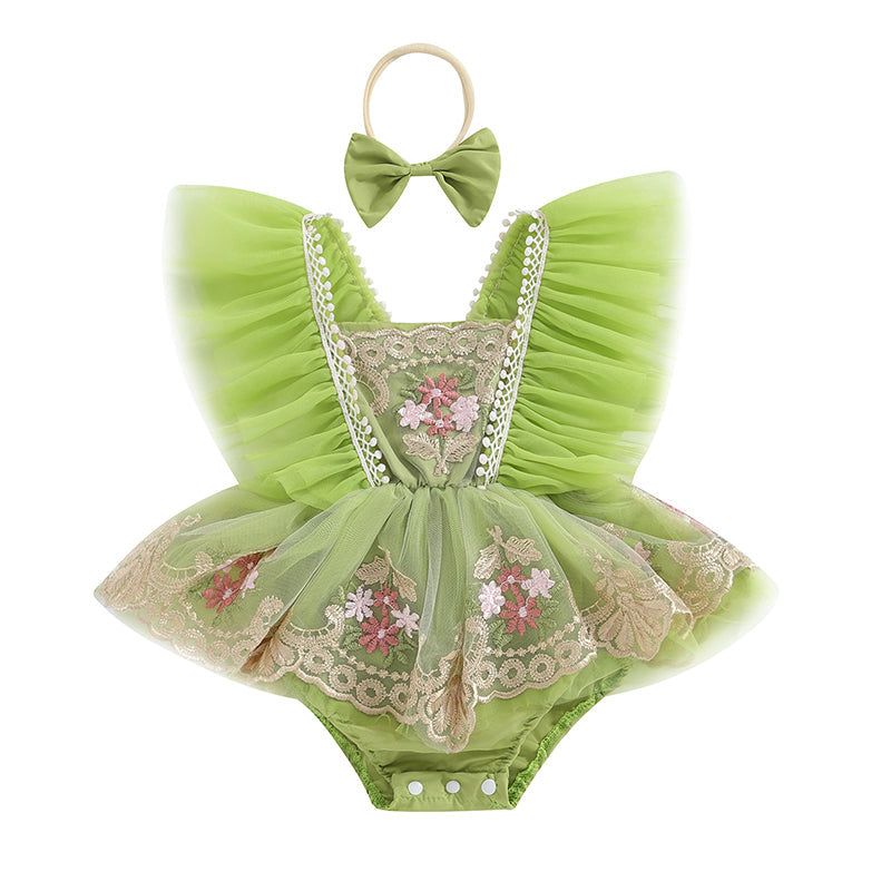 Baby Girls Embroidered Romper (Age 3M-24M)