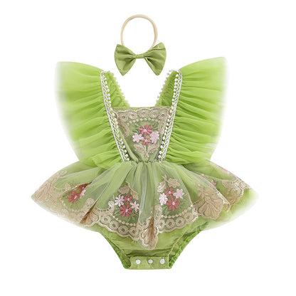 Baby Girls Embroidered Romper (Age 3M-24M)