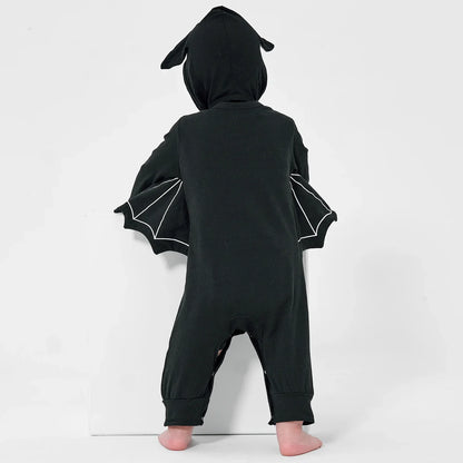 Skeleton Black Bat Costume for Baby 3-6M 6-12M 12-24M Purim Halloween Costumes Romper Hat 2pcs/set