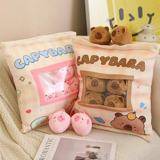 Plush Bag Of Capybara Snack Pudding Stuffed Toy - 35cmx45cm