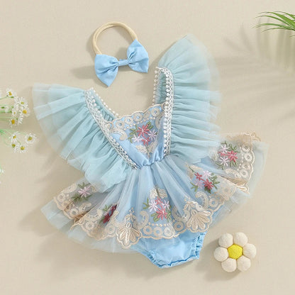 Baby Girls Embroidered Romper (Age 3M-24M)