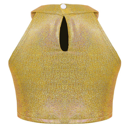 Girls Metallic Shiny Sleeveless Crop Top (Age 24M-16 YRS)
