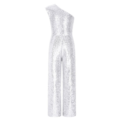 Girls Sequin One Shoulder Jumpsuit (Age 6-16YRS)