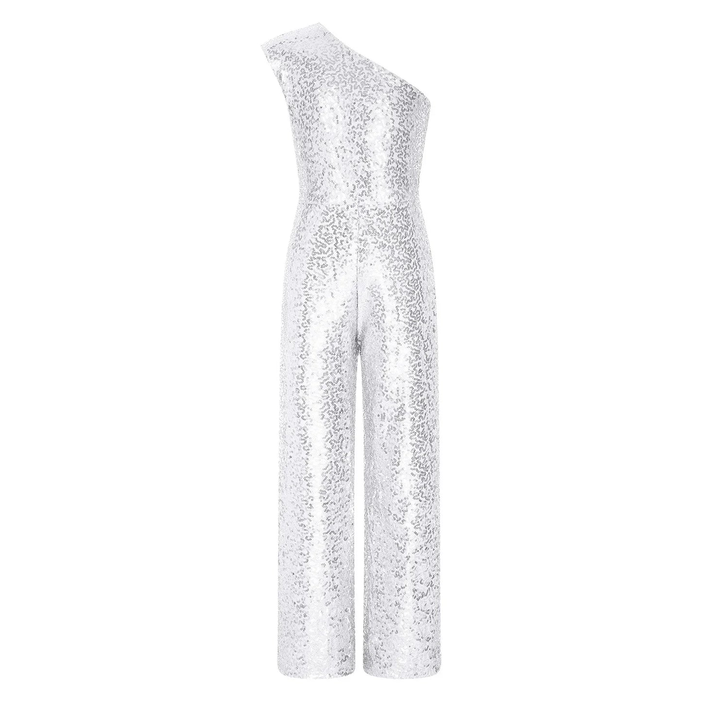 Girls Sequin One Shoulder Jumpsuit (Age 6-16YRS)