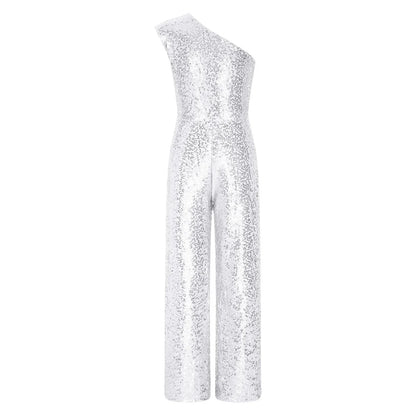 Girls Sequin One Shoulder Jumpsuit (Age 6-16YRS)