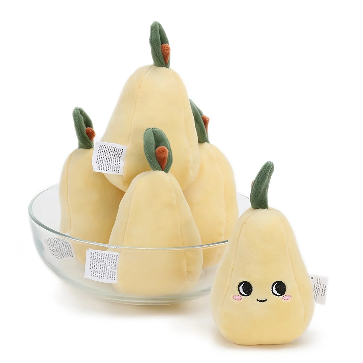 10CM Yellow Pear Plush Fruit And Vegetable Garden Series Yellow Pearl Stuffed Comfort Toys