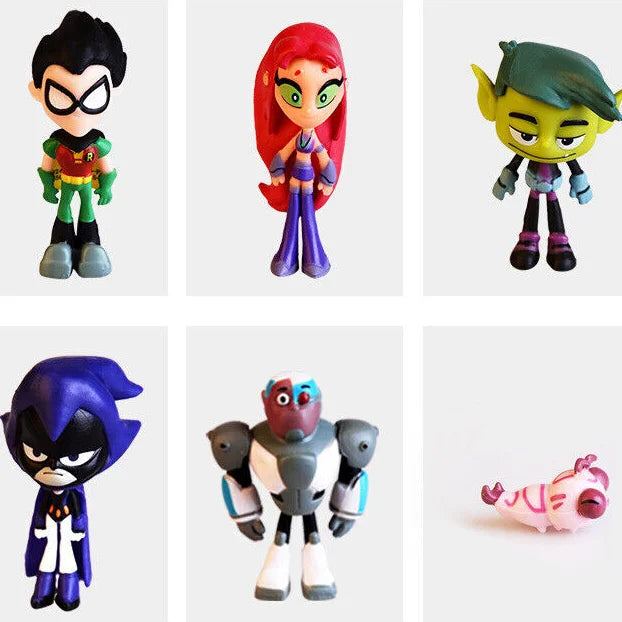Teen Titans 5-Piece Hand Doll Model Set – Beast Boy, Steel, Spark, Crow & More