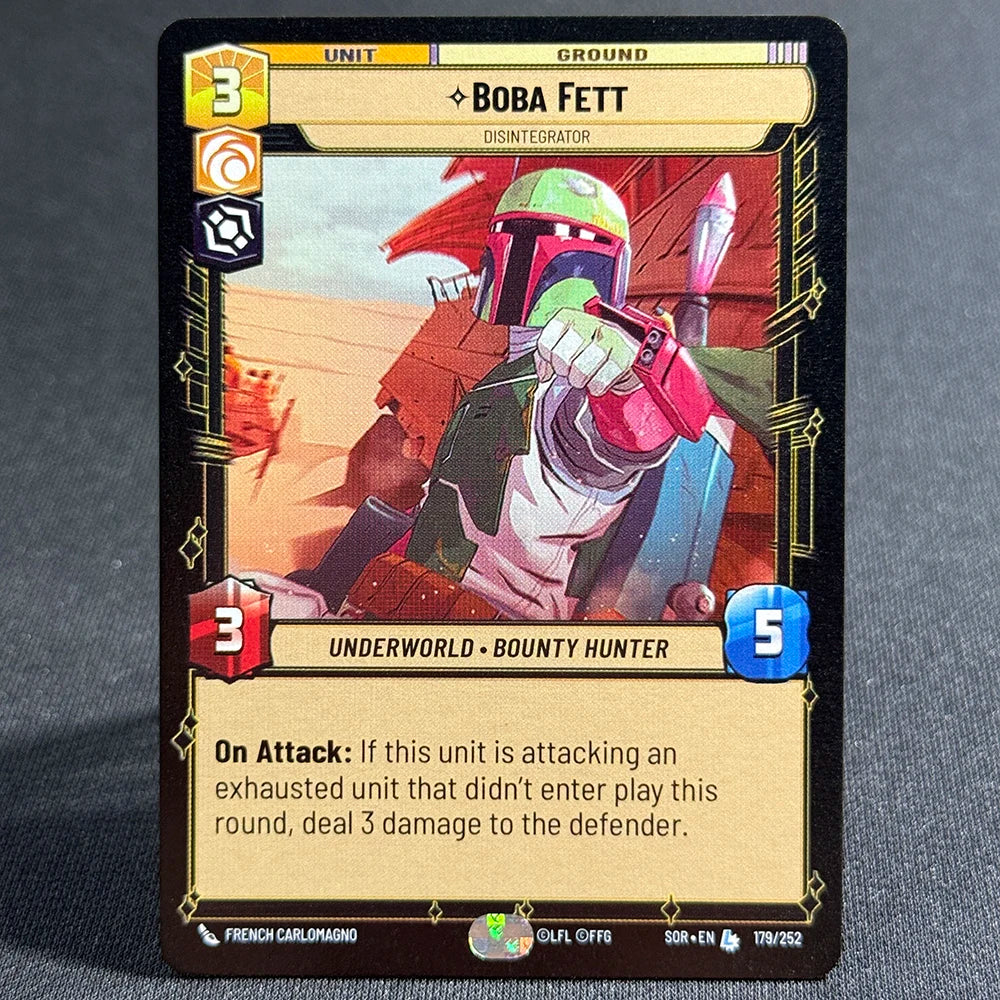Star Wars Unlimited Proxy Card Set – Red Command Series | Boba Fett, Bodhi Rook, DJ Tech, Aggression & Barrage | Casual Play & Display Boba Fett(179)