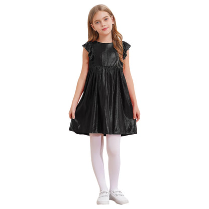 Girls Metallic Sleeveless Ruffles A-Line Dress (Age 24M-10YRS)