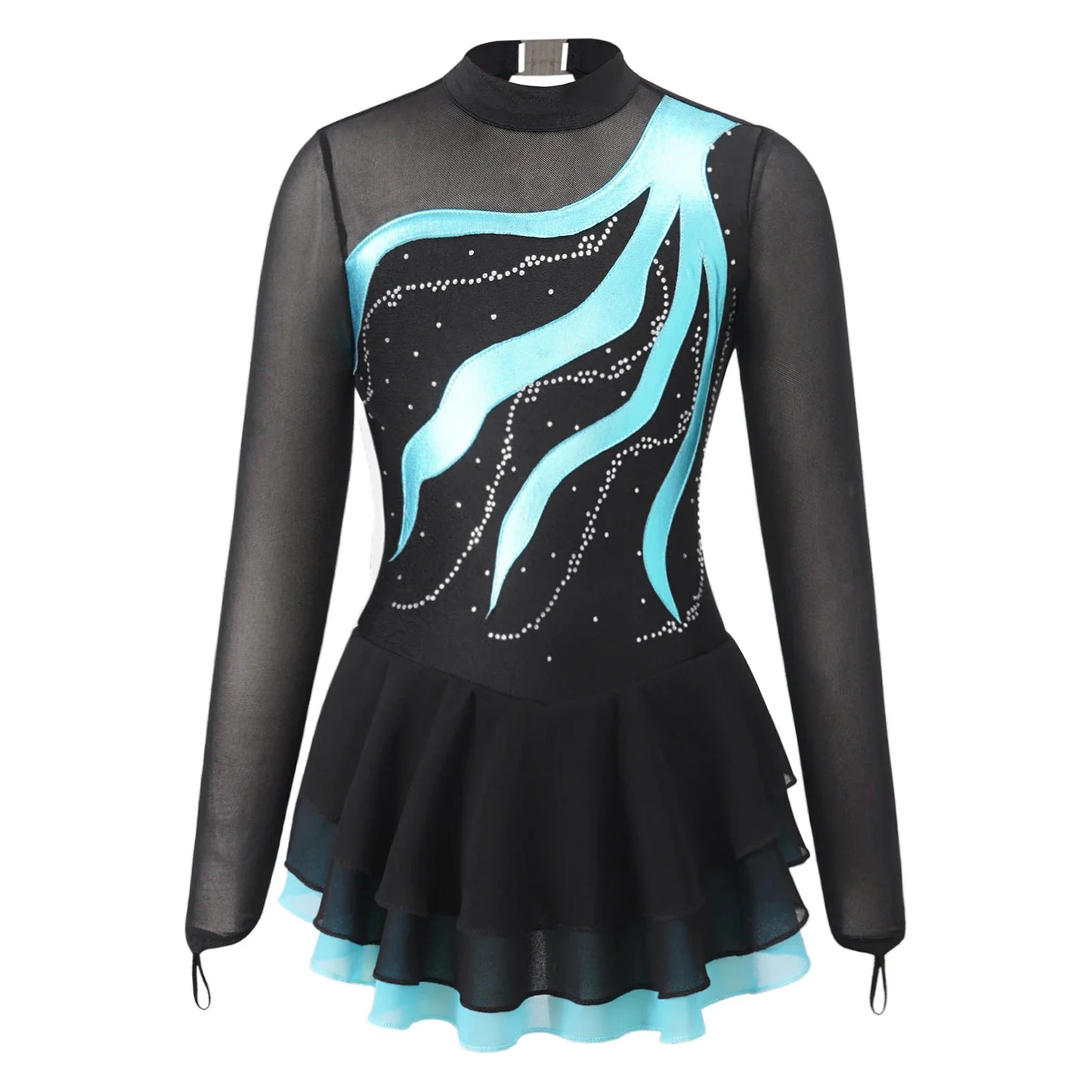 Girls Rhinestone Figure Skating Leotard Dress (Age 6-16 YRS)