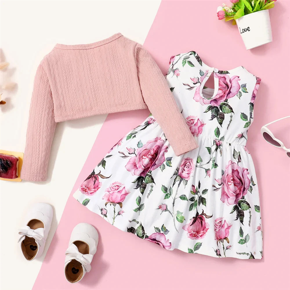 Baby/Toddler Floral Print Dress & Cardigan Set (Age 6M-3YRS)