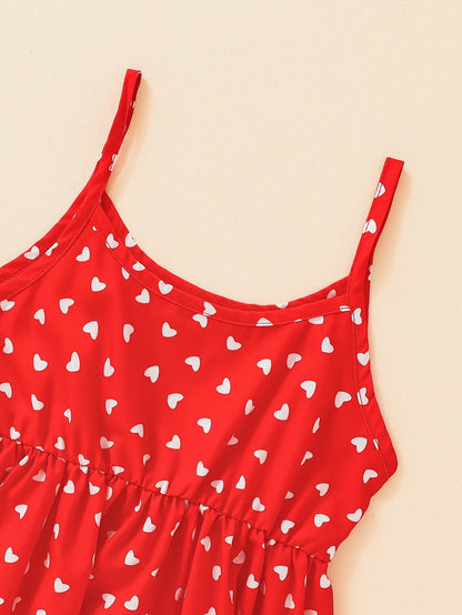 Summer Clothing Love Dress Casual Fashion Print Cute Girl Suspender Dress