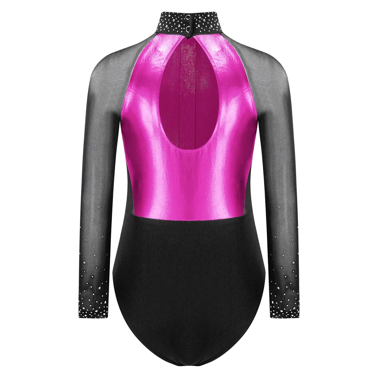 Girls Dance Performance Costume Long Sleeve Rhinestone Leotard (Age 6-16 YRS)
