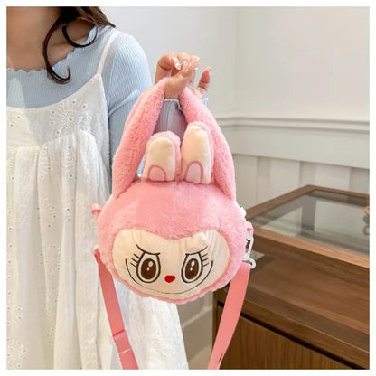 Labubu Plush Crossbody Bag | Soft Kawaii Shoulder Bag with Zipper