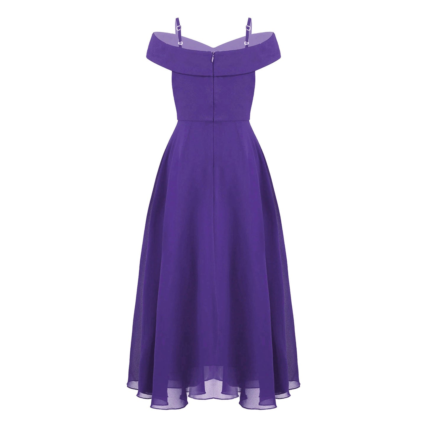 Girls Chiffon Off-the-Shoulder Adjustable A-Line Dress (Age 4-16 YRS)