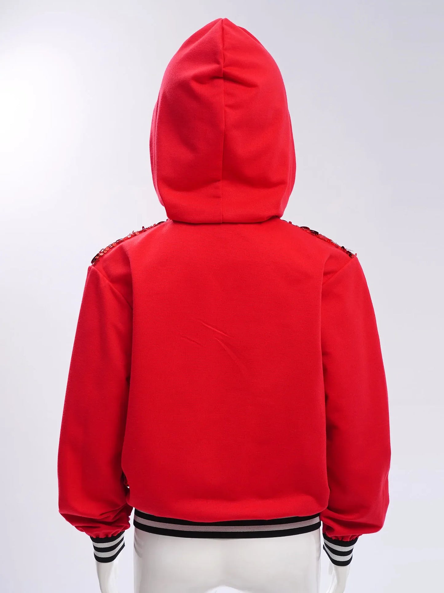 Girls Metallic Shiny Sequins Hooded Jacket (Age 6-16 YRS)