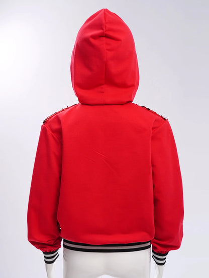Girls Metallic Shiny Sequins Hooded Jacket (Age 6-16 YRS)