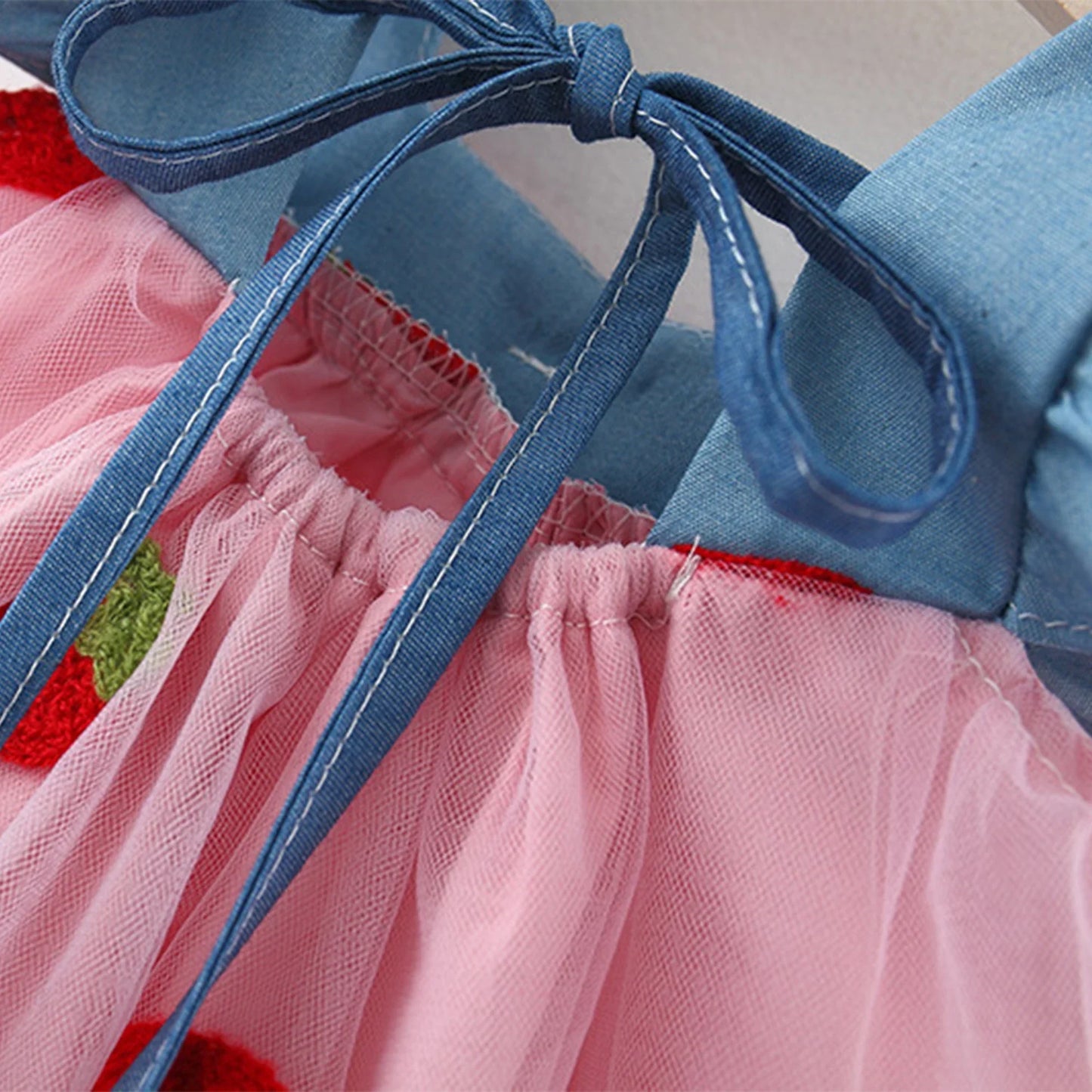 Baby Girls Embroidered Strawberry Dress (Age 9-3YRS)
