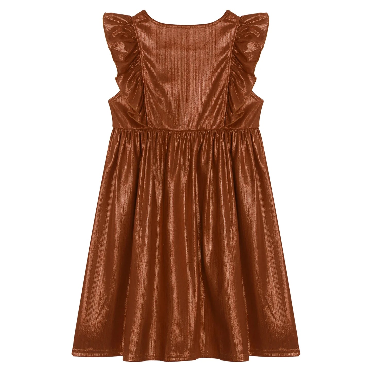 Girls Metallic Sleeveless Ruffles A-Line Dress (Age 24M-10YRS)