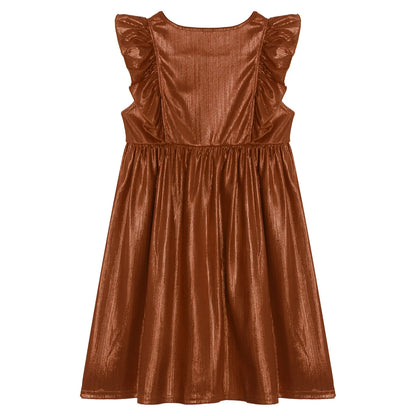 Girls Metallic Sleeveless Ruffles A-Line Dress (Age 24M-10YRS)